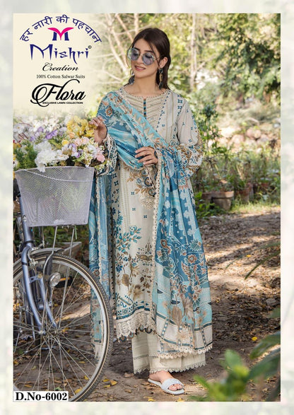 Flora Vol 6 Exclusive Lawn Mishri Cotton Karachi Salwar Suits Exporter Gujarat