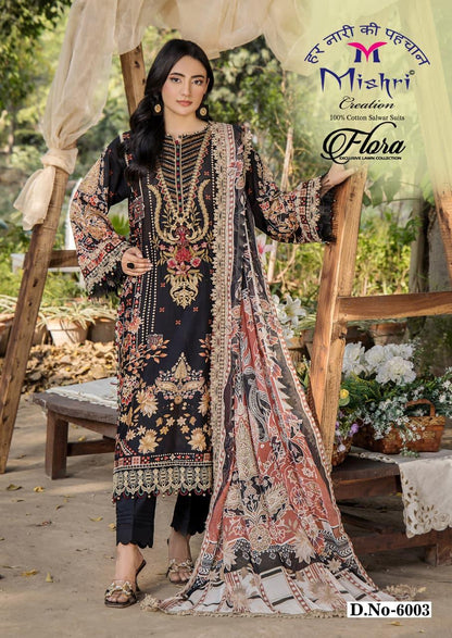 Flora Vol 6 Exclusive Lawn Mishri Cotton Karachi Salwar Suits Exporter Gujarat