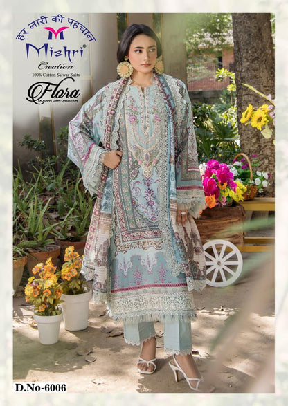 Flora Vol 6 Exclusive Lawn Mishri Cotton Karachi Salwar Suits Exporter Gujarat