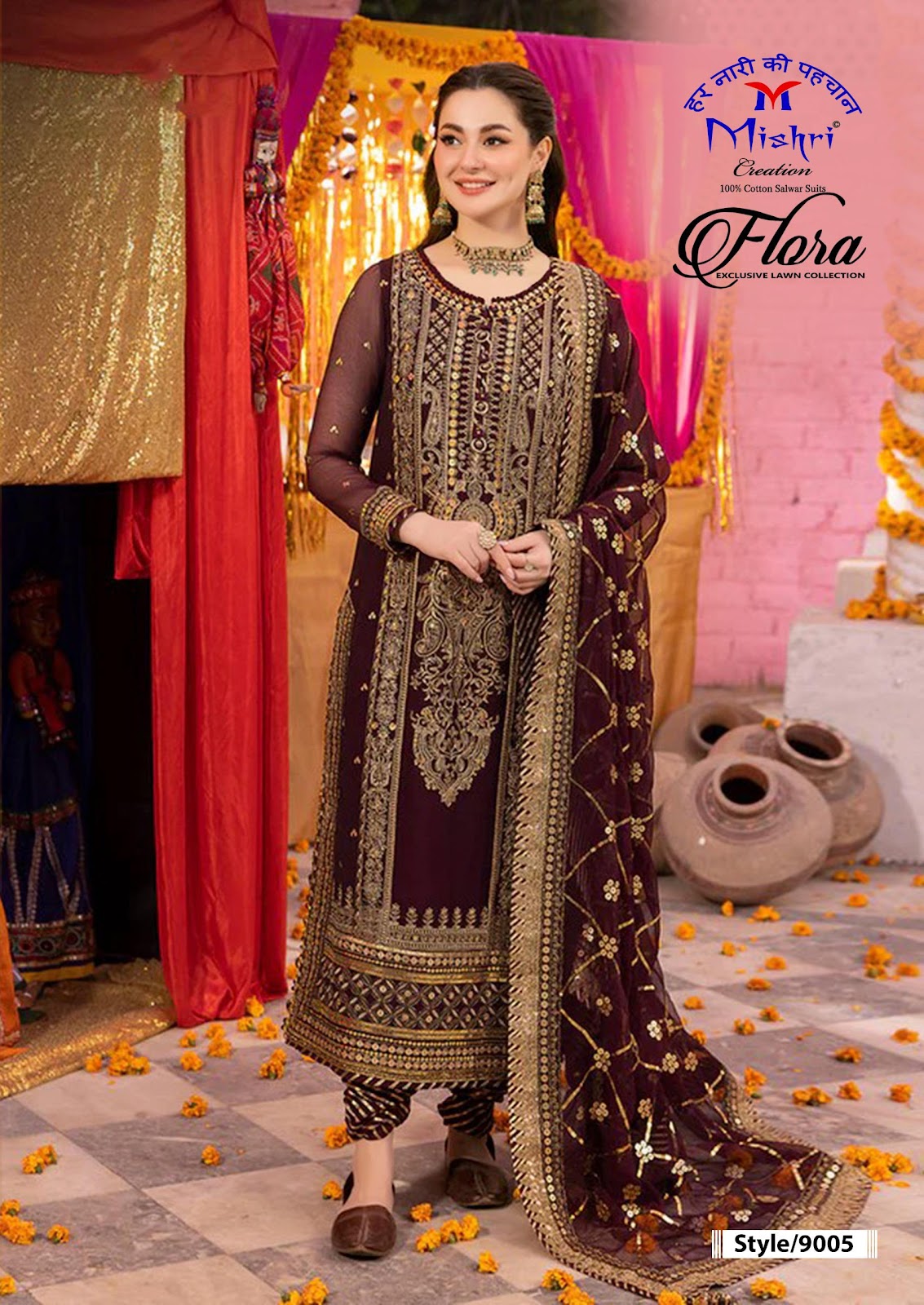 Flora Vol 9 Mishri Lawn Cotton Karachi Salwar Suits Exporter