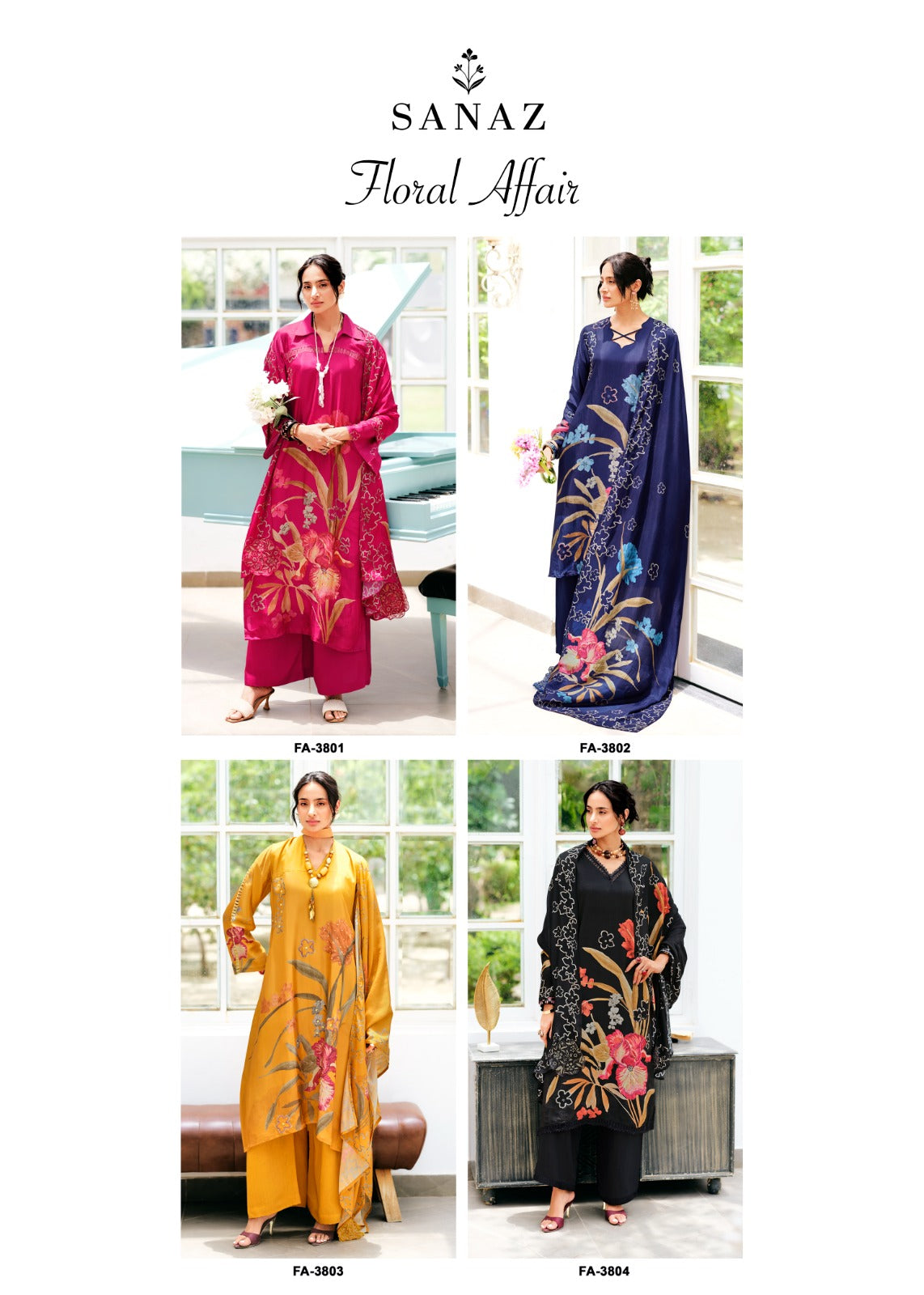 Floral Affair Sanaz Viscose Crape Pant Style Suits Exporter