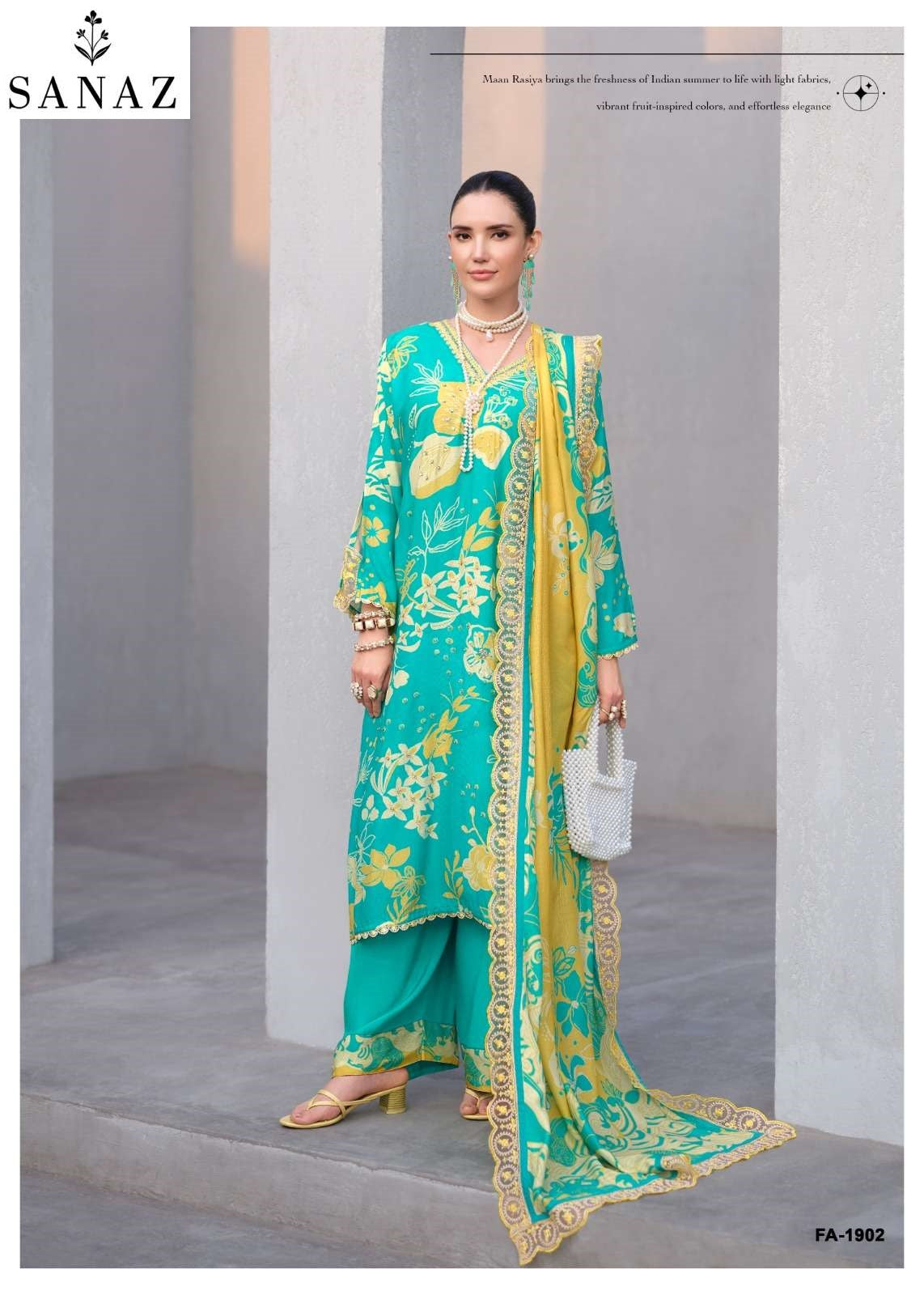 Floral Art Sanaz Viscose Muslin Pant Style Suits Exporter Ahmedabad