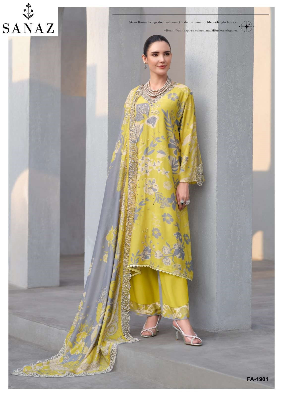 Floral Art Sanaz Viscose Muslin Pant Style Suits Exporter Ahmedabad