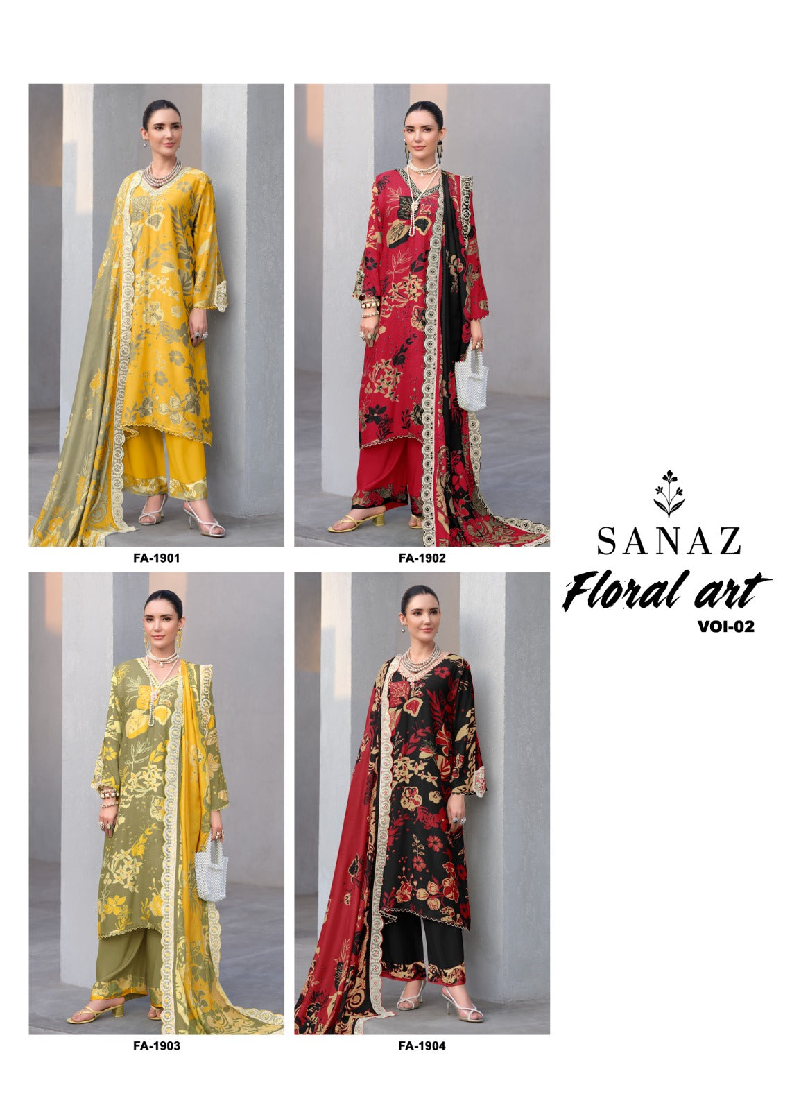 Floral Art Vol 2 Sanaz Viscose Muslin Pant Style Suits Wholesale Price