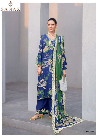 Floral Art Vol 3 Sanaz Viscose Muslin Pant Style Suits Supplier Ahmedabad