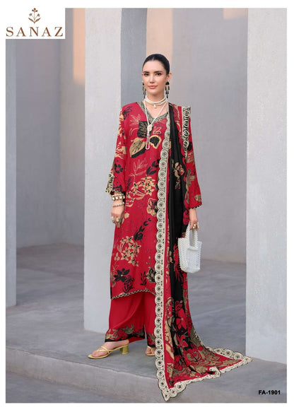 Floral Art Vol 3 Sanaz Viscose Muslin Pant Style Suits Supplier Ahmedabad