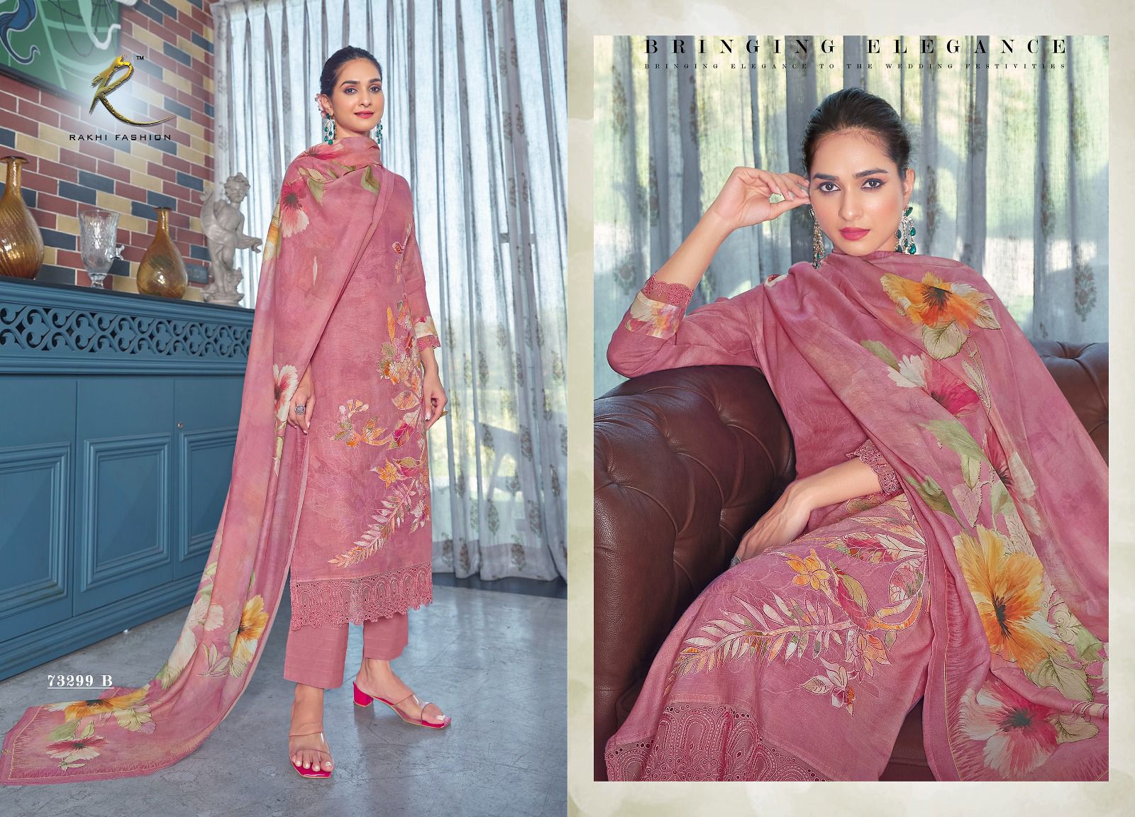 Sale!ハンドメイド♪美しいサファイアミンクのスヌード　スリット　フルスキン Floral Bloom Rakhi Fashion Pure Viscose Pant Style Suits Wholesale
