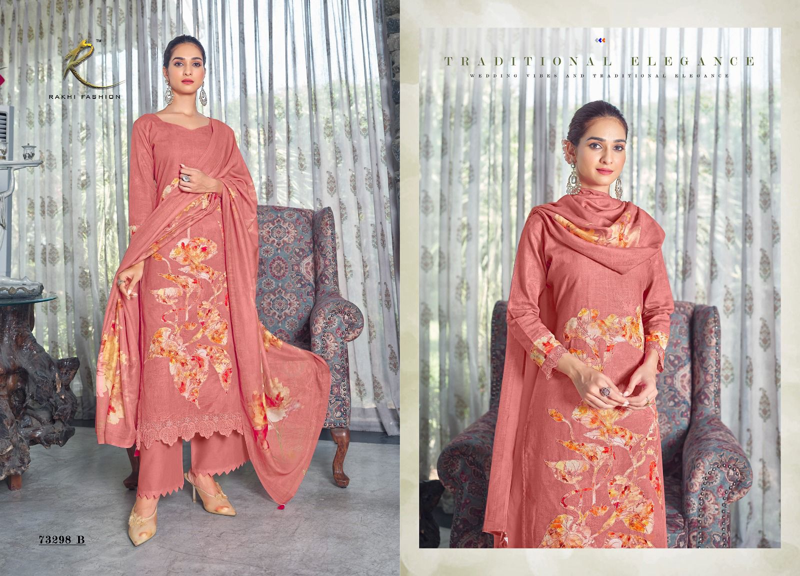 Floral Bloom Rakhi Fashion Pure Viscose Pant Style Suits Wholesale Price