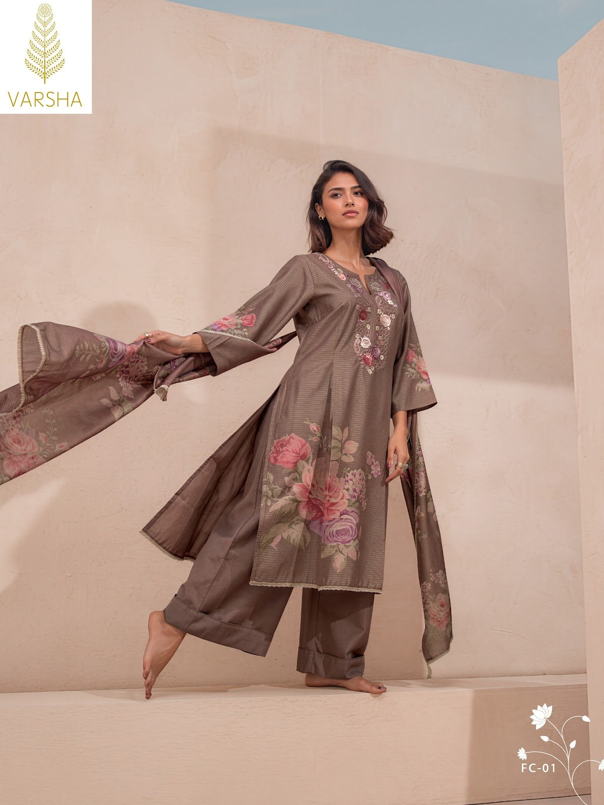 Floral Code Varshaa Viscose Plazzo Style Suits Wholesaler Gujarat