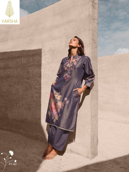 Floral Code Varshaa Viscose Plazzo Style Suits Wholesaler Gujarat