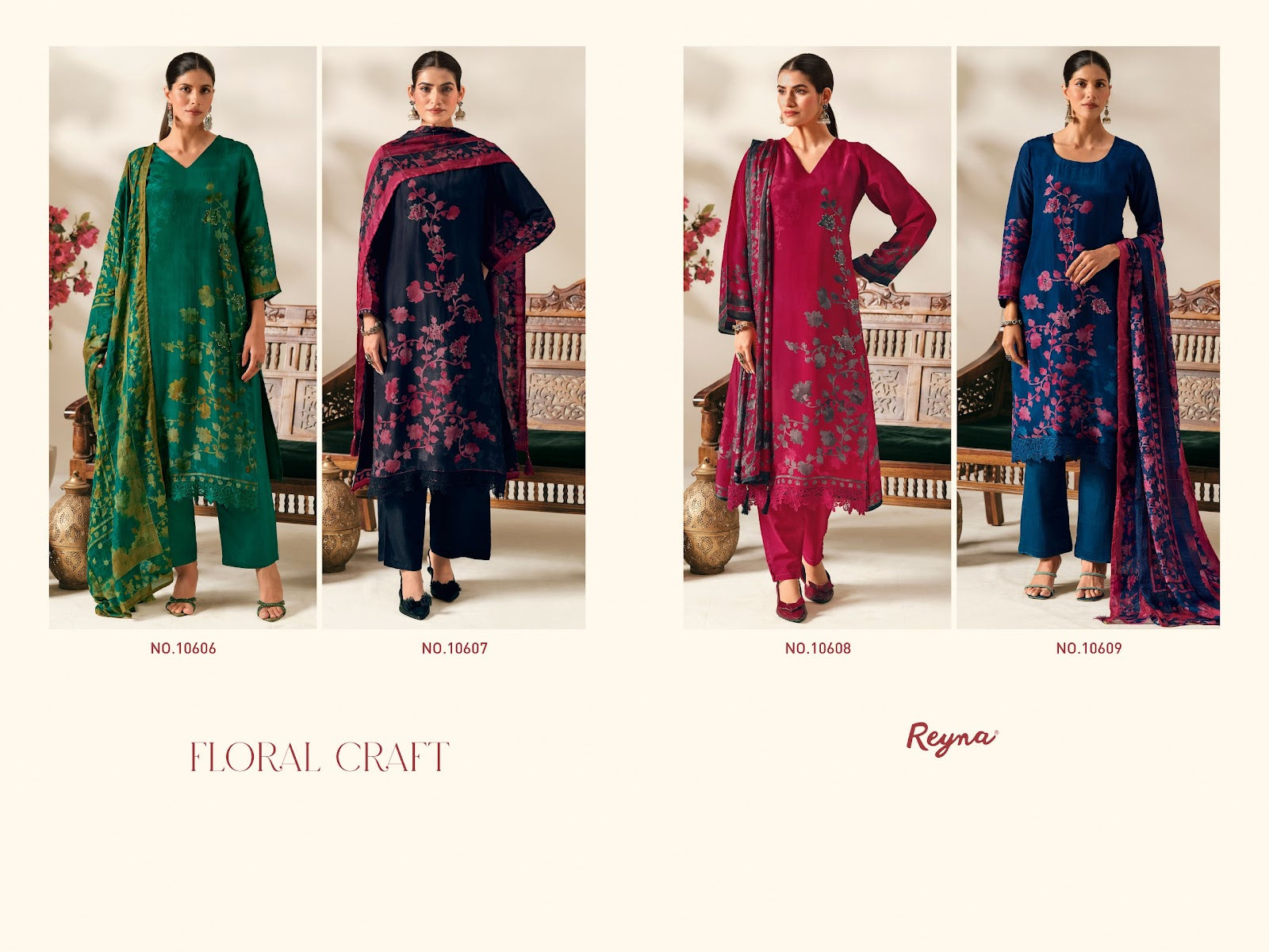 Floral Craft Reyna Bemberg Pant Style Suits Exporter