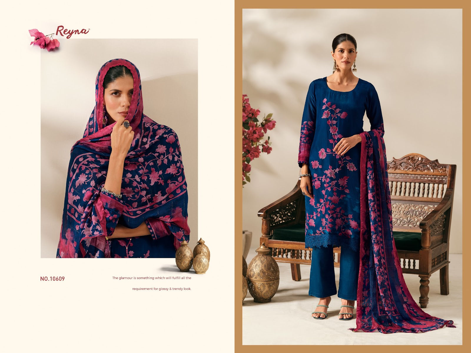 Floral Craft Reyna Bemberg Pant Style Suits Exporter