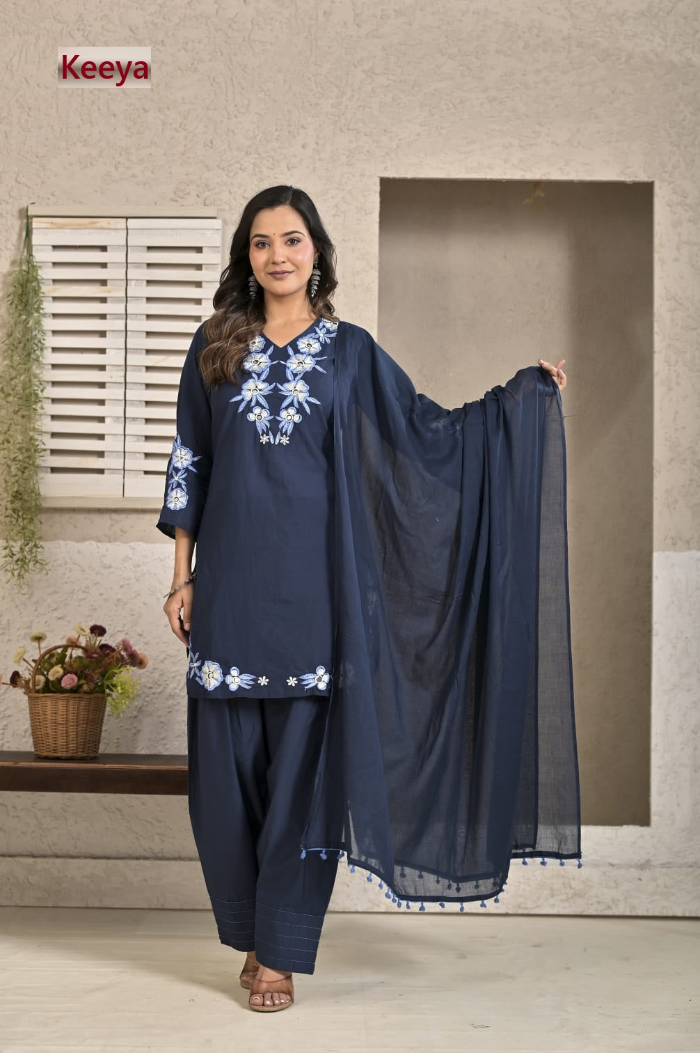 Floral Embroidered 2209 Keeya Cotton Readymade Suits Manufacturer Gujarat