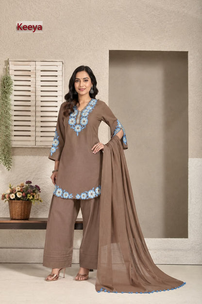 Floral Embroidered 2209 Keeya Cotton Readymade Suits Manufacturer Gujarat