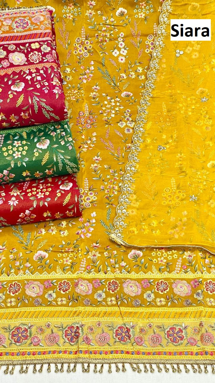 Floral Embroidery 03 Siara Viscose Simmer Salwar Suits Exporter