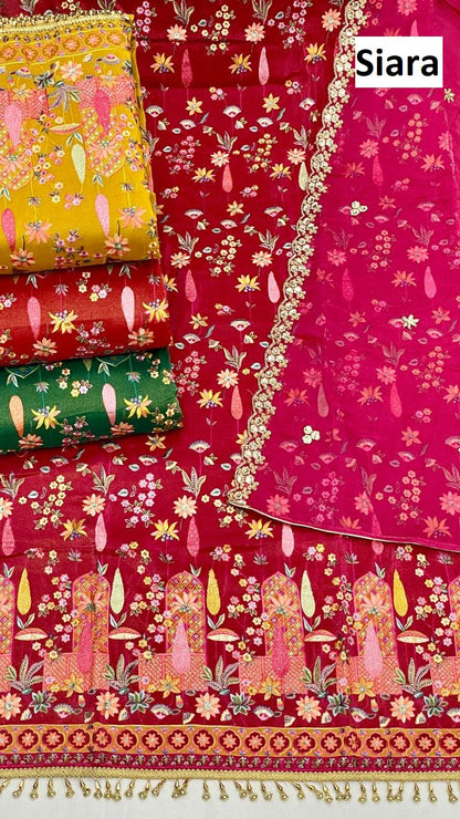 Floral Embroidery 03 Siara Viscose Simmer Salwar Suits Exporter