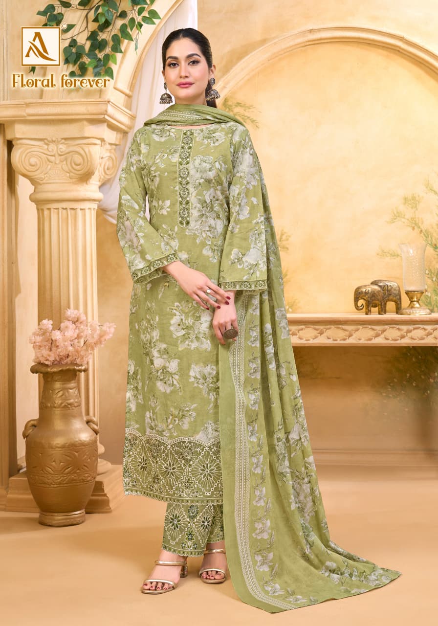 Floral Forever Alok Cotton Cambric Karachi Salwar Suits Wholesale Price