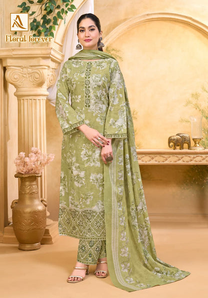 Floral Forever Alok Cotton Cambric Karachi Salwar Suits Wholesale Price