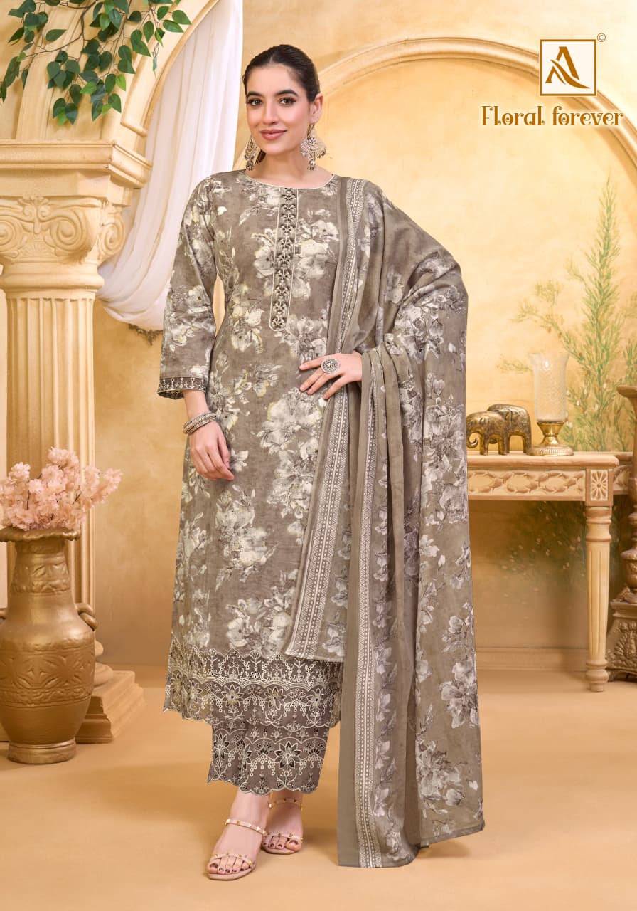 Floral Forever Alok Cotton Cambric Karachi Salwar Suits Wholesale Price