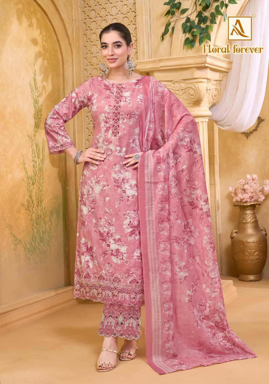 Floral Forever Alok Cotton Cambric Karachi Salwar Suits Wholesale Price