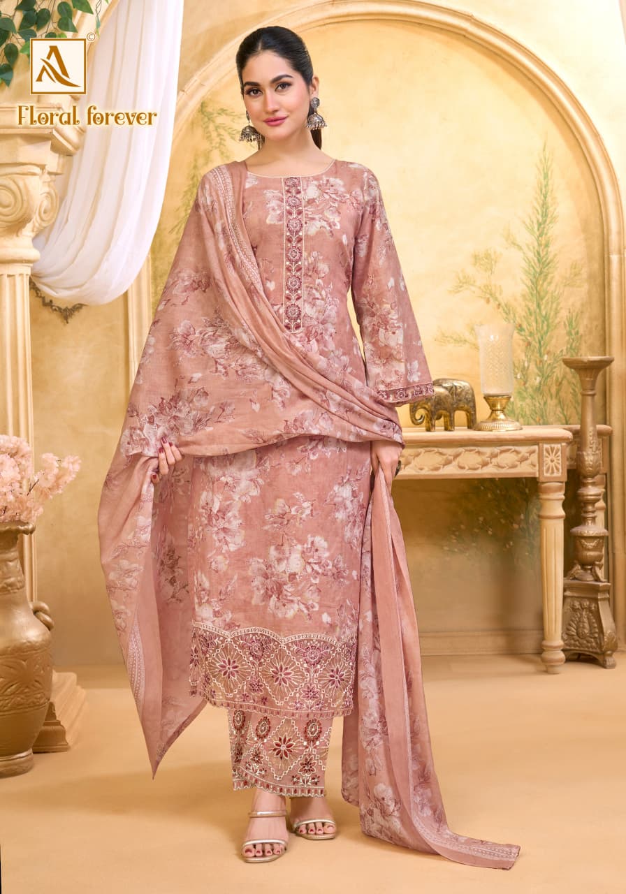 Floral Forever Alok Cotton Cambric Karachi Salwar Suits Wholesale Price