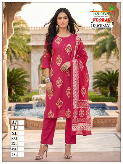 Floral Kanha Liva Reyon Readymade Pant Style Suits Exporter Ahmedabad