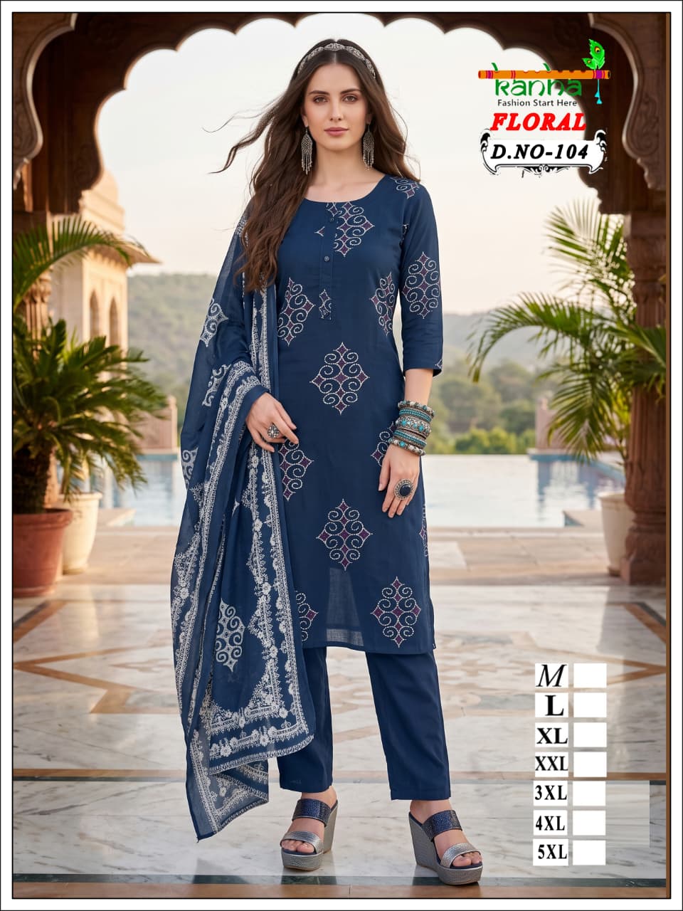 Floral Kanha Liva Reyon Readymade Pant Style Suits Exporter Ahmedabad