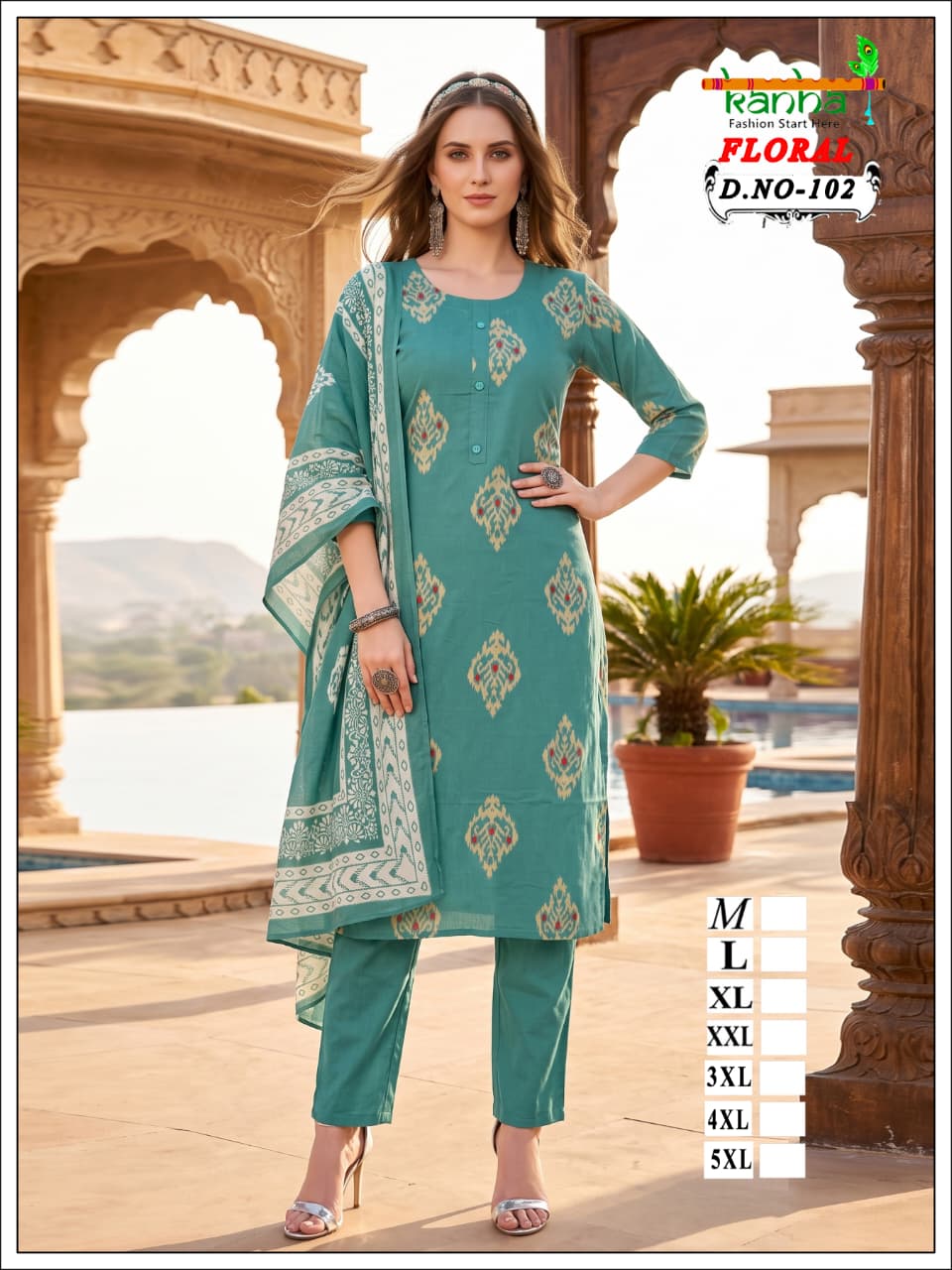 Floral Kanha Liva Reyon Readymade Pant Style Suits Exporter Ahmedabad