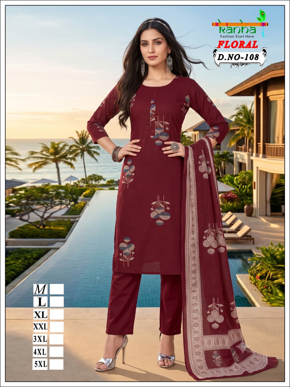 Floral Kanha Liva Reyon Readymade Pant Style Suits Exporter Ahmedabad