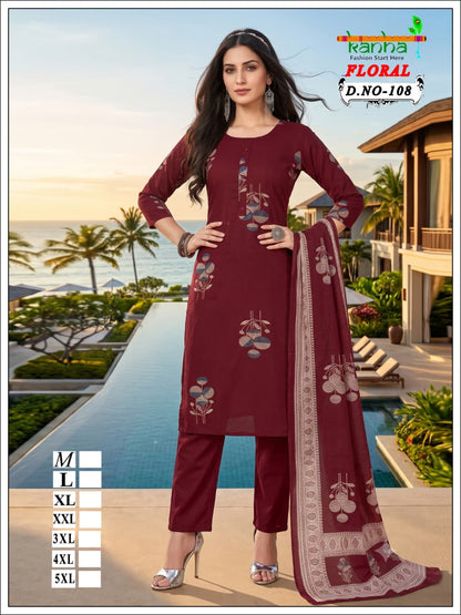 Floral Kanha Liva Reyon Readymade Pant Style Suits Exporter Ahmedabad