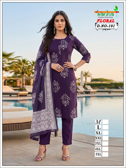 Floral Kanha Liva Reyon Readymade Pant Style Suits Exporter Ahmedabad