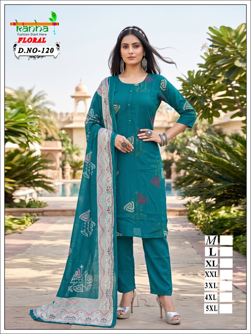 Floral Kanha Liva Reyon Readymade Pant Style Suits Exporter Ahmedabad