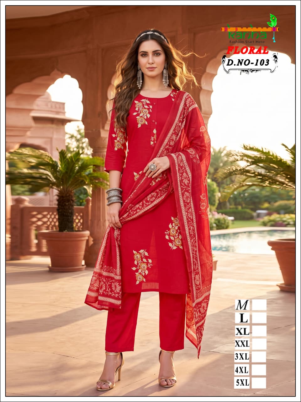 Floral Kanha Liva Reyon Readymade Pant Style Suits Exporter Ahmedabad