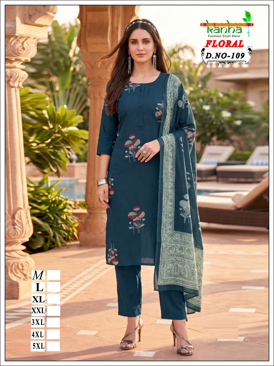 Floral Kanha Liva Reyon Readymade Pant Style Suits Exporter Ahmedabad