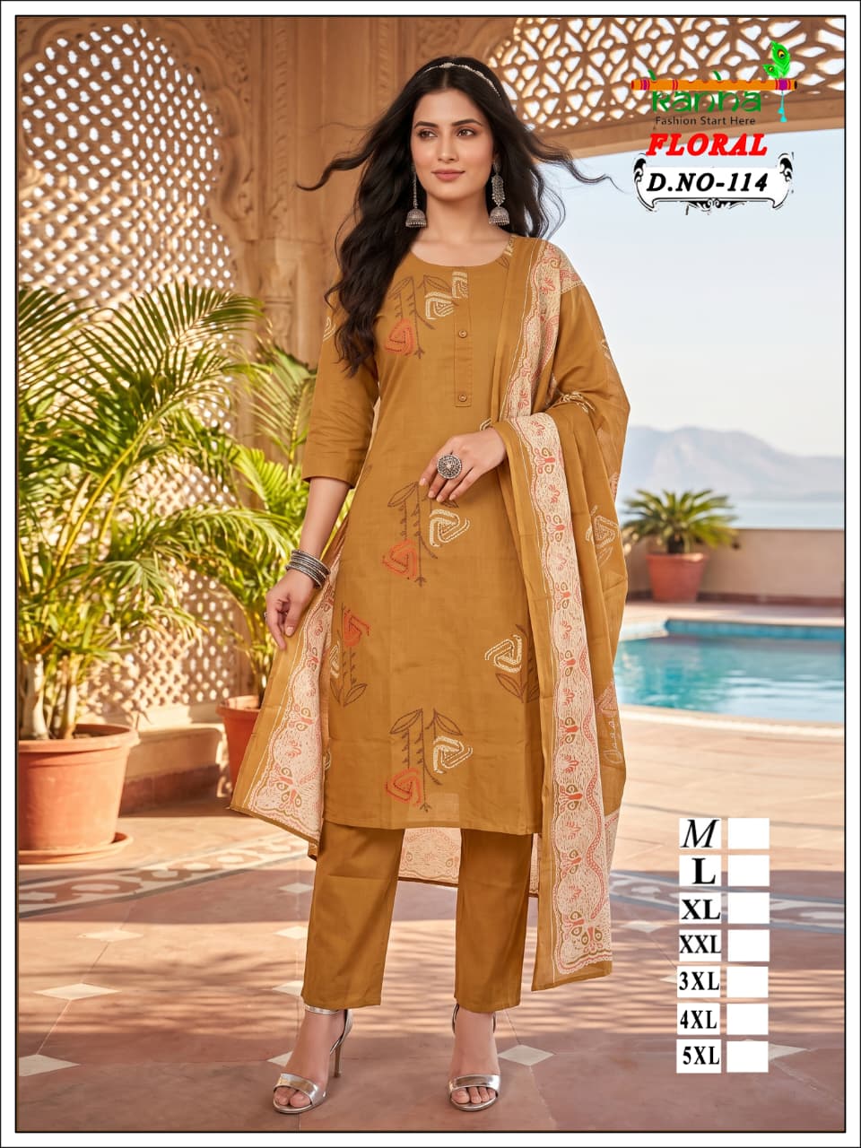 Floral Kanha Liva Reyon Readymade Pant Style Suits Exporter Ahmedabad