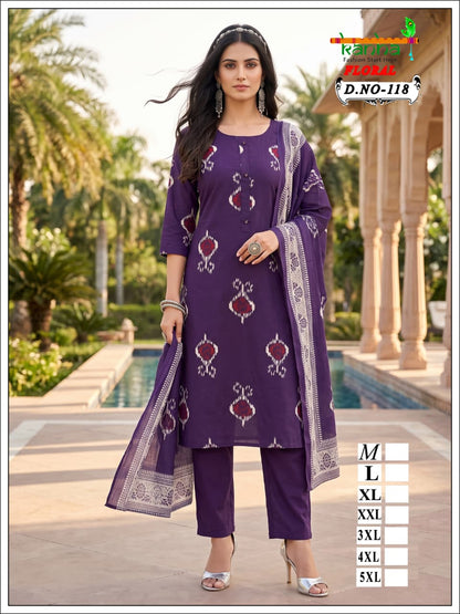 Floral Kanha Liva Reyon Readymade Pant Style Suits Exporter Ahmedabad