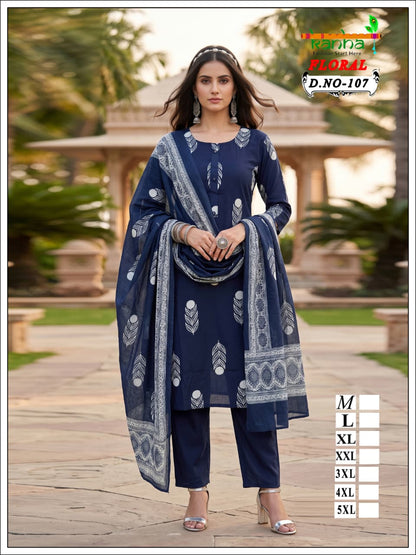 Floral Kanha Liva Reyon Readymade Pant Style Suits Exporter Ahmedabad