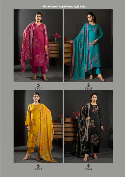 Floral Queen Rupali Jam Satin Pant Style Suits Wholesale Price