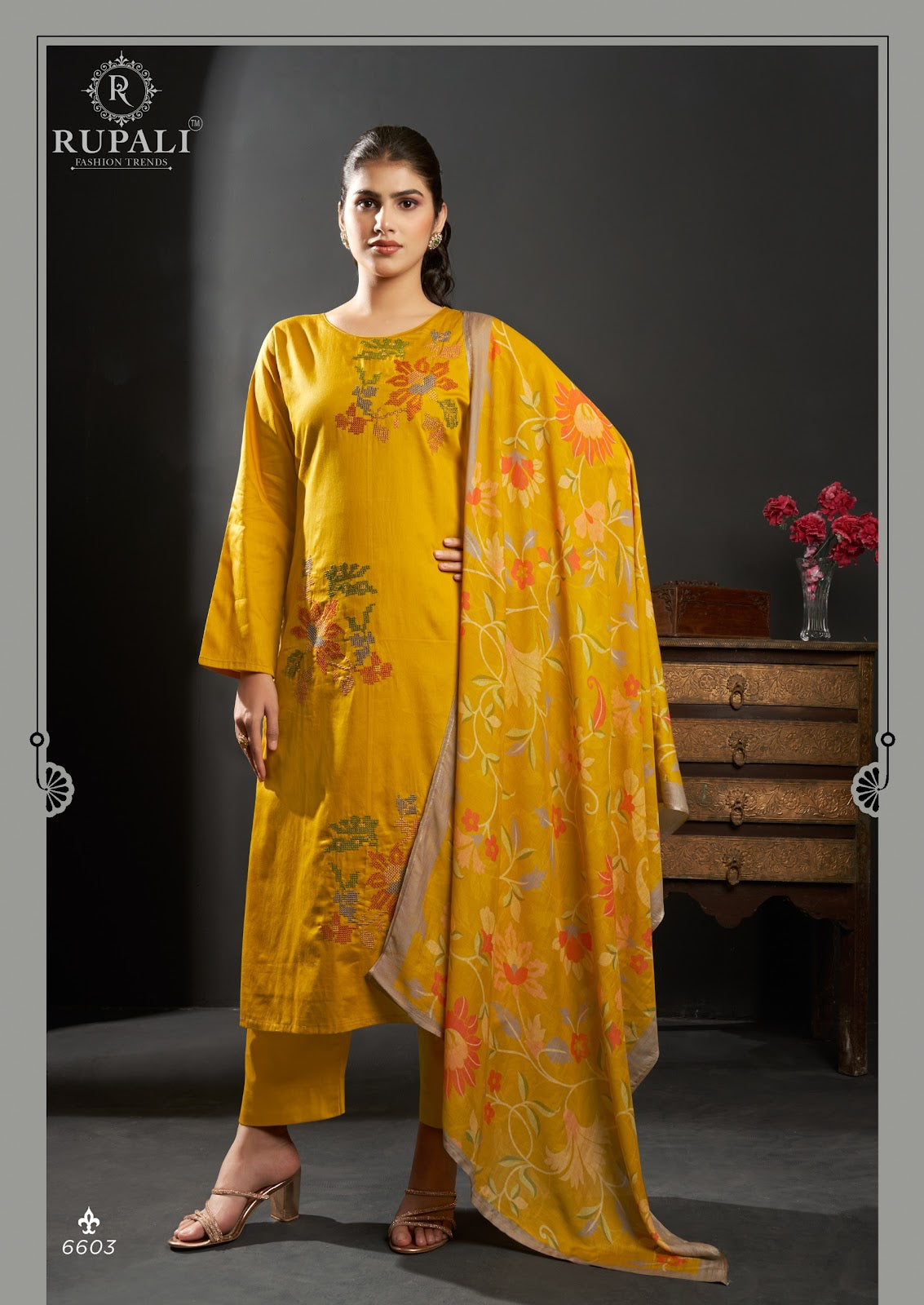 Floral Queen Rupali Jam Satin Pant Style Suits Wholesale Price