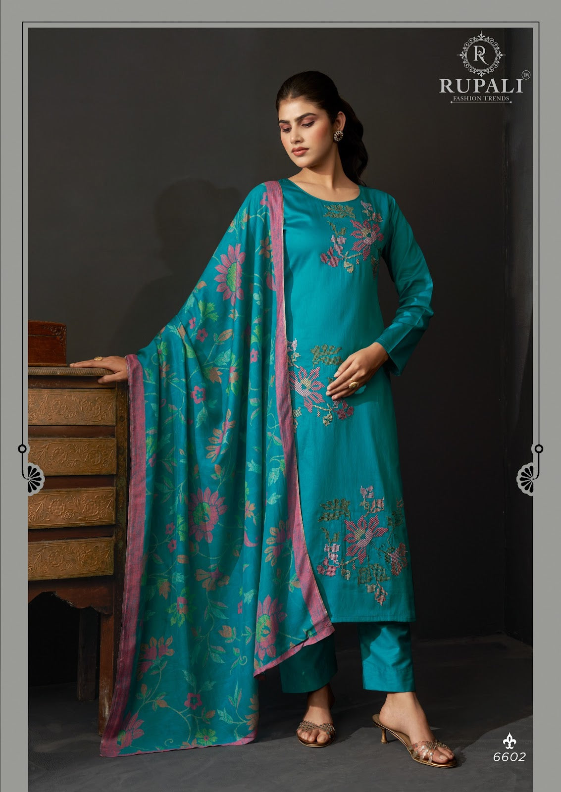 Floral Queen Rupali Jam Satin Pant Style Suits Wholesale Price