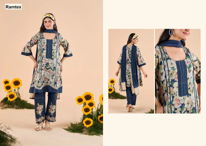 Floral Ramtex Cotton Pant Style Suits Wholesaler