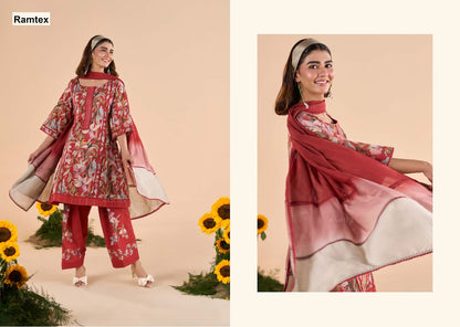 Floral Ramtex Cotton Pant Style Suits Wholesaler