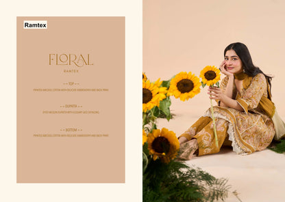 Floral Ramtex Cotton Pant Style Suits Wholesaler