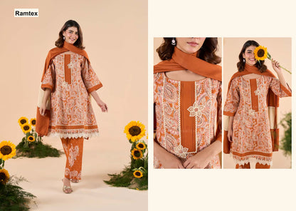 Floral Ramtex Cotton Pant Style Suits Wholesaler