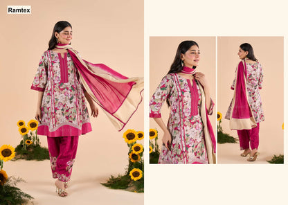 Floral Ramtex Cotton Pant Style Suits Wholesaler