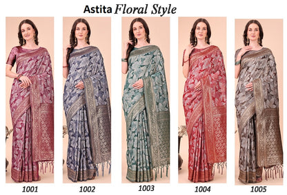 Floral Style 1001-1005 Astita Cotton Sarees Wholesaler