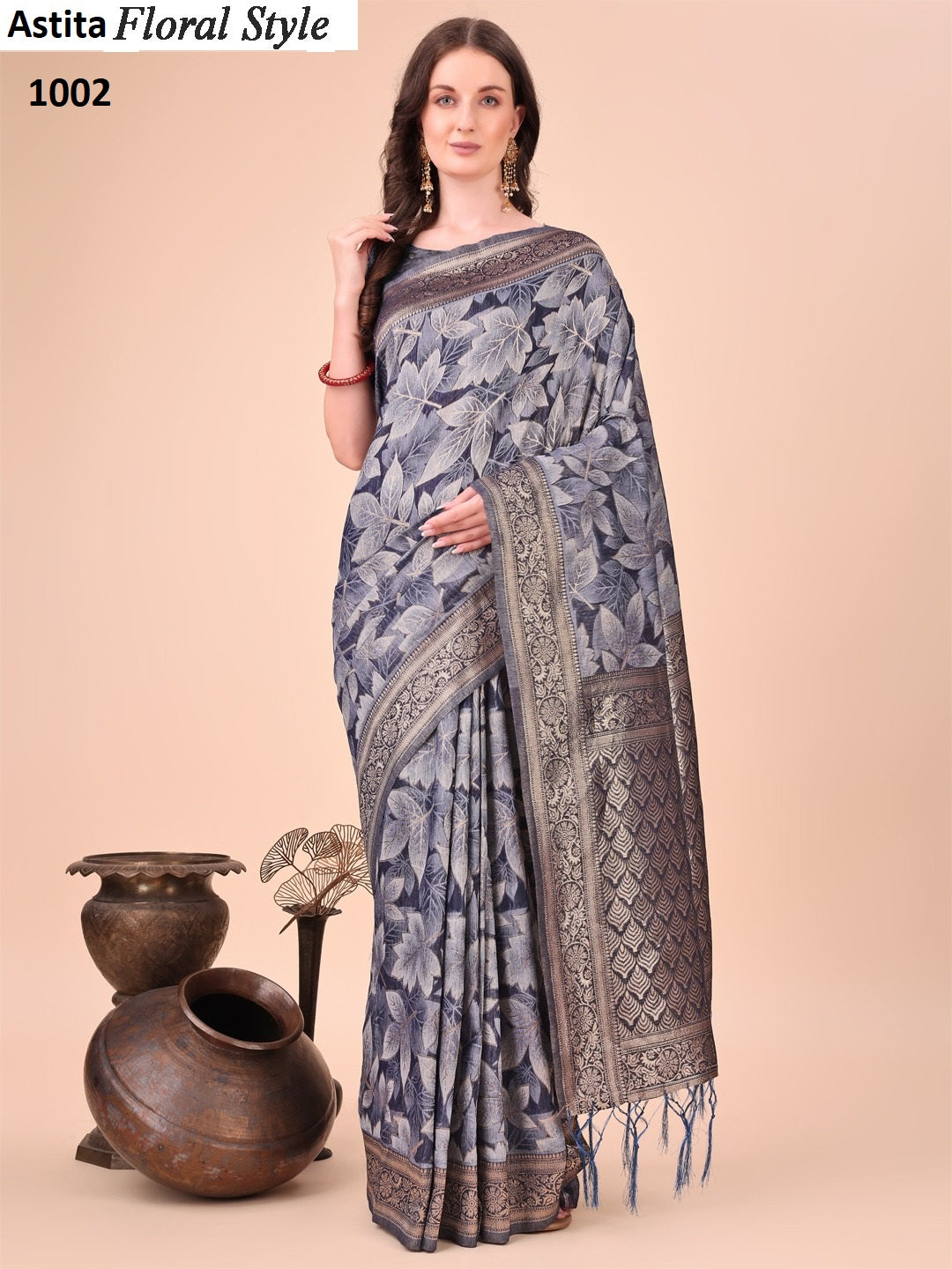 Floral Style 1001-1005 Astita Cotton Sarees Wholesaler