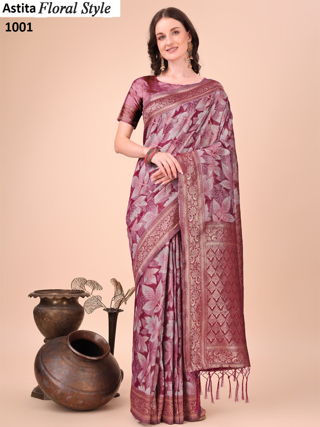 Floral Style 1001-1005 Astita Cotton Sarees Wholesaler