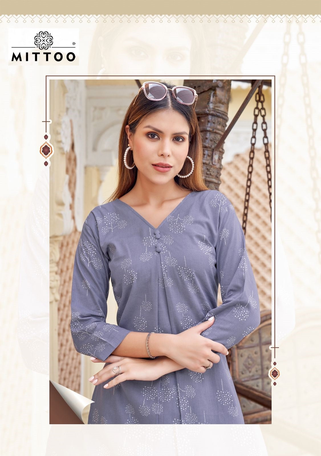 Floral Style Mittoo Cotton Kurti Pant Set Wholesale Price