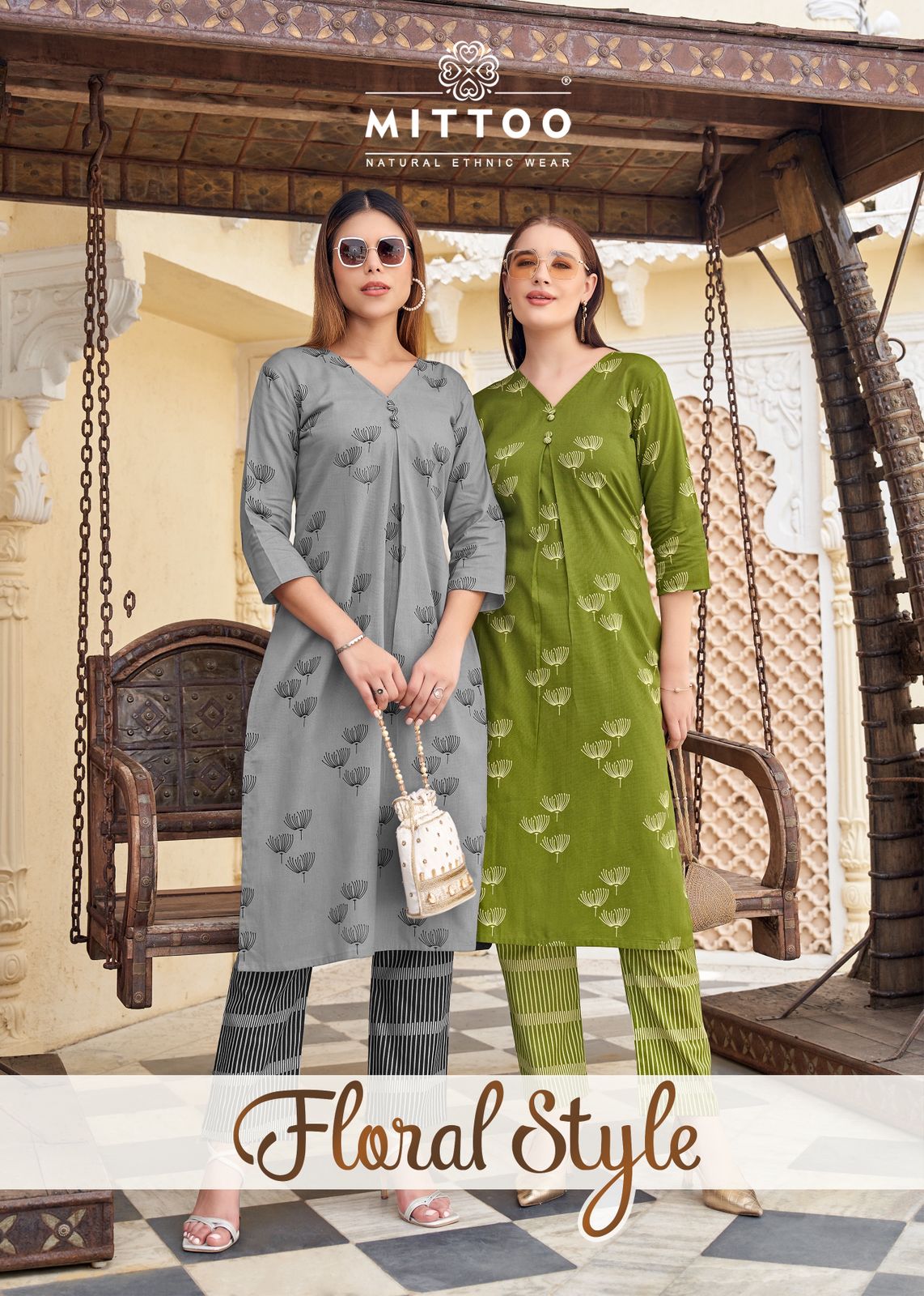 Floral Style Mittoo Cotton Kurti Pant Set Wholesale Price